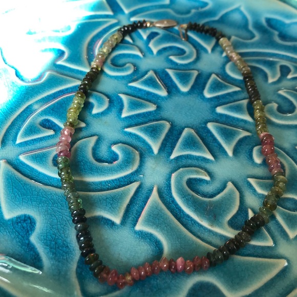 Multicolored Necklace Possibly Tourmaline Vintage Green Pink - Picture 3 of 12